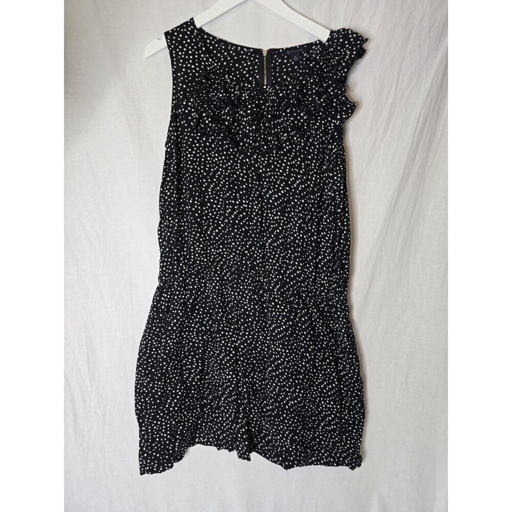 Tommy Hilfiger Women's Polka Dot Dress Ruffles Neckline Black Size 16